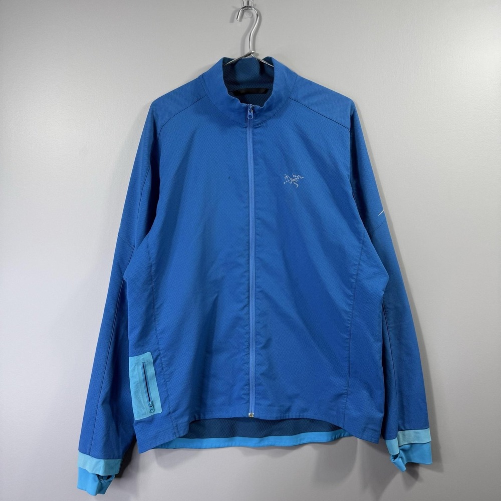 Arc'teryx Jacket Mens Large Blue Softshell Windbreaker Full Zip Running Outdoor